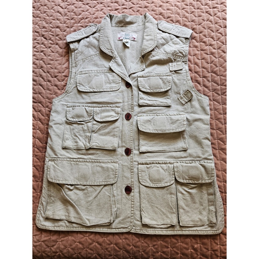 Vintage Orvis Unisex Hunting Fishing Khaki Canvas Numerous Pockets Vest, Size SM
